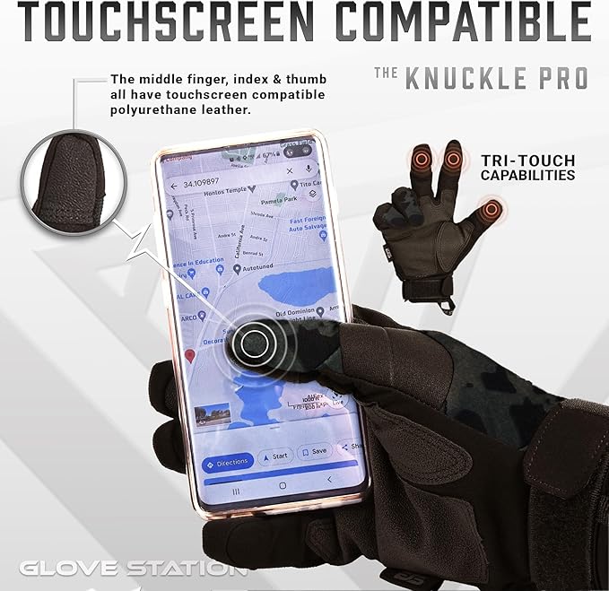 Glove Station Tactical Gloves for Men – Touchscreen Utility Gear with Hard Knuckle Protection Used in Motorcycle, Airsoft, Combat, Police, Shooting & Outdoor Work