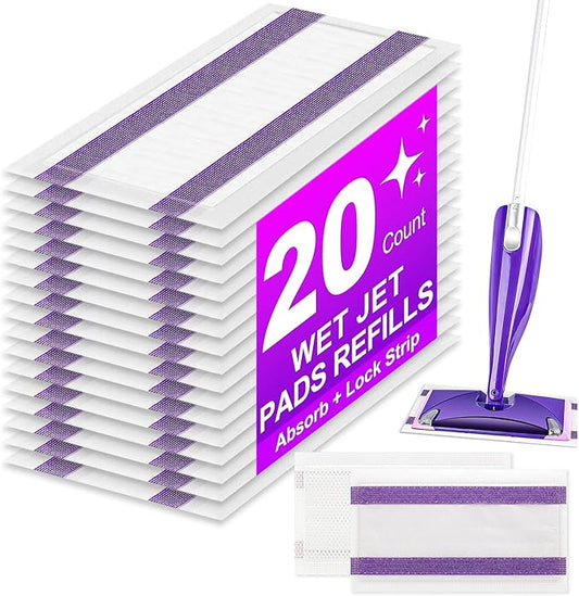 20Pack Mopping Pad Refill for Wetjet Mop Compatible with Wet Pads Refill Replacement for Wet Jet Pads Disposable Multi Surface Floor Mop Pads, Thickness & Absorbent
