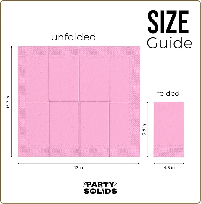 Pink Dinner Napkins Disposable 8" x 4" Folded - 40 Pcs 2 Ply Pink Napkins Disposable Paper Guest Towels for Bathrooms, Dinners, Everyday Parties & Party Supplies
