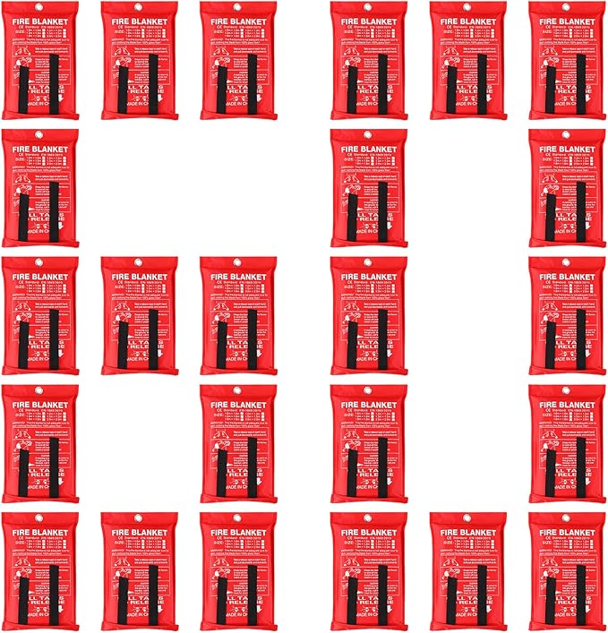 Macarrie 60 Pack 39” x 39” Fire Blanket Emergency for Home and Kitchen Safety Suppression Blanket Fiberglass Fireproof Survival for Fireplace Car Office Camping (Red)