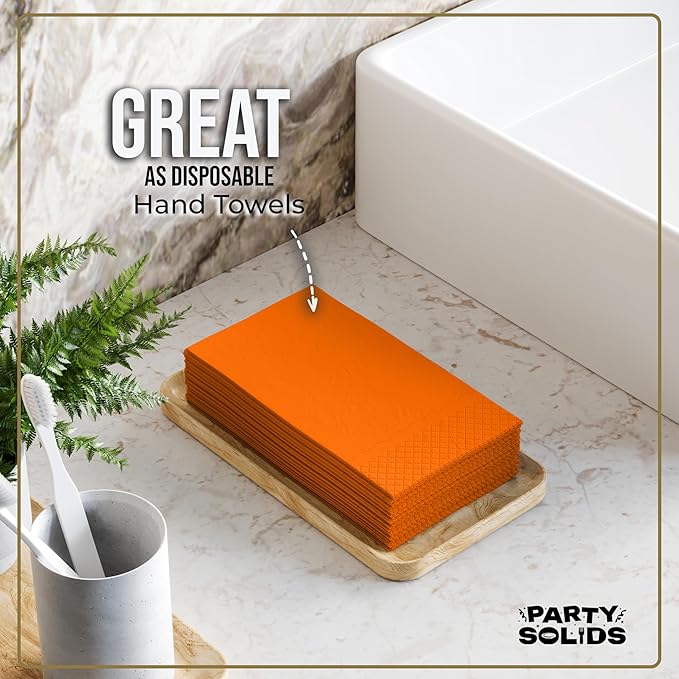 Orange Dinner Napkins Disposable 8" x 4" Folded - 40 Pcs 2 Ply Orange Napkins Disposable Paper Guest Towels for Bathrooms, Dinners, Everyday Parties & Party Supplies
