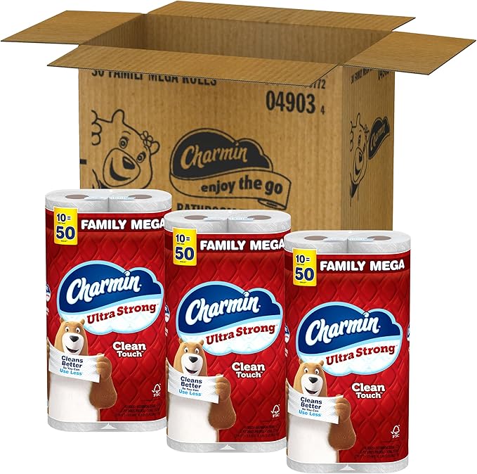 Charmin Ultra Strong Clean Touch Toilet Paper, 30 Family Mega Rolls = 150 Regular Rolls (Packaging May Vary)