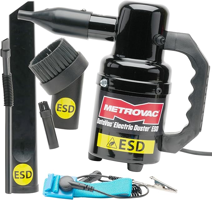 MetroVac DataVac ED-500-ESD Electric Air Duster | Antistatic Computer Air Blower for PC Cleaning with Accessories