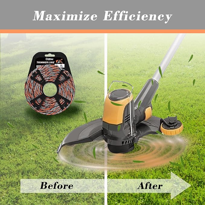 Cluparis 381-Feet Super Heavy Duty Trimmer Line .095-Inch-by-1-Pound Twist Pro Trimmer Line Bulk 3-Component Tri-Extrusion Weed Eater String with Super Line Cutter