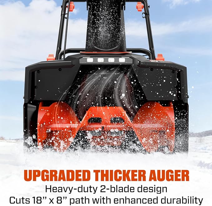 SENIX Electric Snow Blower,18 Inch Snow Thrower, Corded Snow Blower with 8-Inch Clearing Depth, 600lbs/min, 33ft Max Throw Distance, 15Amp 1700 Watt Motor, 4 LED Lights (STE14-M)