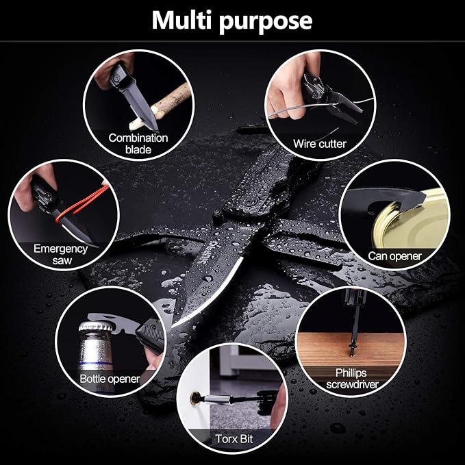 Multitool Pocket Knife for Men, Tactical Folding Multi Tool, Christmas Stocking Stuffers Gifts Idea, Multipurpose Utility Plier for Camping, Survival, Hiking