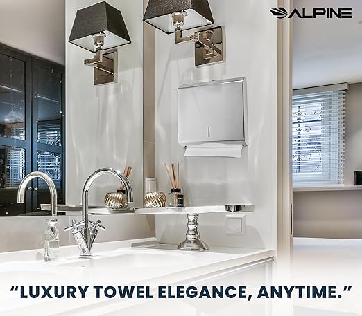 Alpine Commercial Paper Towel Dispenser Wall Mount for Multifold, Trifold & c Fold Paper Towel Holder - Stainless Steel Hand Towel Dispenser for Bathroom & Kitchen