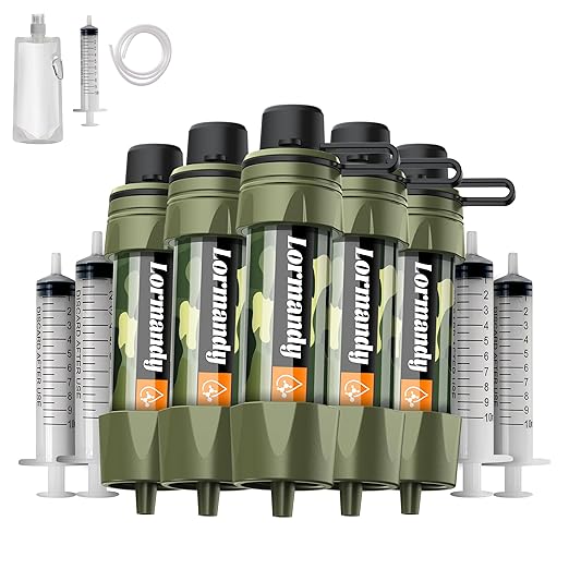 Water Filter Straw - Portable Emergency Water Purifier, Personal Water Filtration System, Straw Water Filter System - Outdoor Survival Gear for Hiking, Camping Accessories and Travel (5pcs)