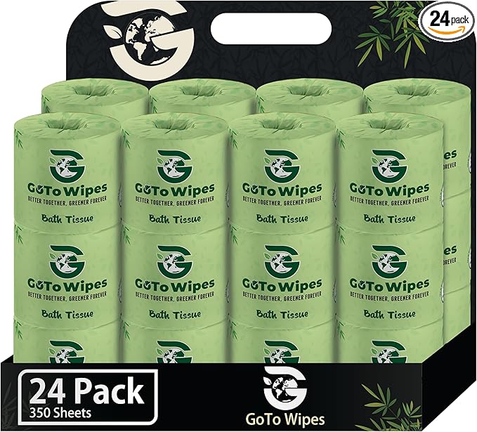 Bamboo Toilet Paper - Organic Ultra Soft 3 Ply - Chemical & PFAS Free, Non-Toxic - 350 Sheets, 24 Pack - Septic Safe, Sustainable - Plant Trees Initiatives with Each Purchase