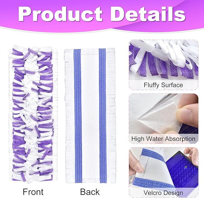 Mop Pads Refills for Swiffer Power Mop, 11 Count Refill Pads for Swiffer Powermop Contains 9 Disposable Mop Pads Refills for Power Mop and 2 Reusable Mop Pads for Power Mop, Refill Pads for Powermop