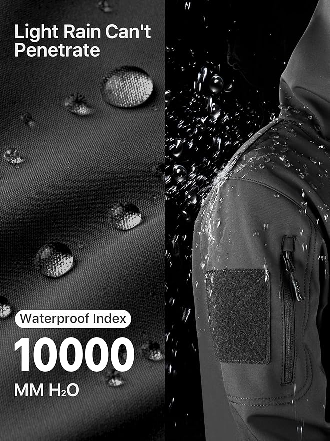 FREE SOLDIER Men's Outdoor Waterproof Soft Shell Hooded Military Tactical Jacket