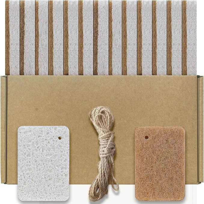 Kitchen Biodegradable Compostable Cellulose Sponges - Pack of 15 Eco Friendly Sponge