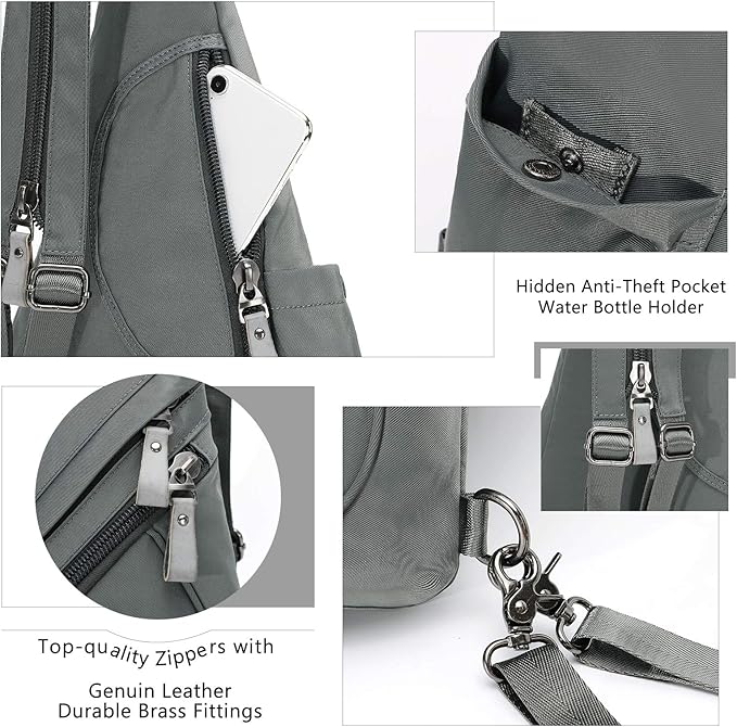 KL928 Nylon Sling Bag - Small Crossbody Backpack Shoulder Casual Daypack Multipurpose Rucksack for Men Women