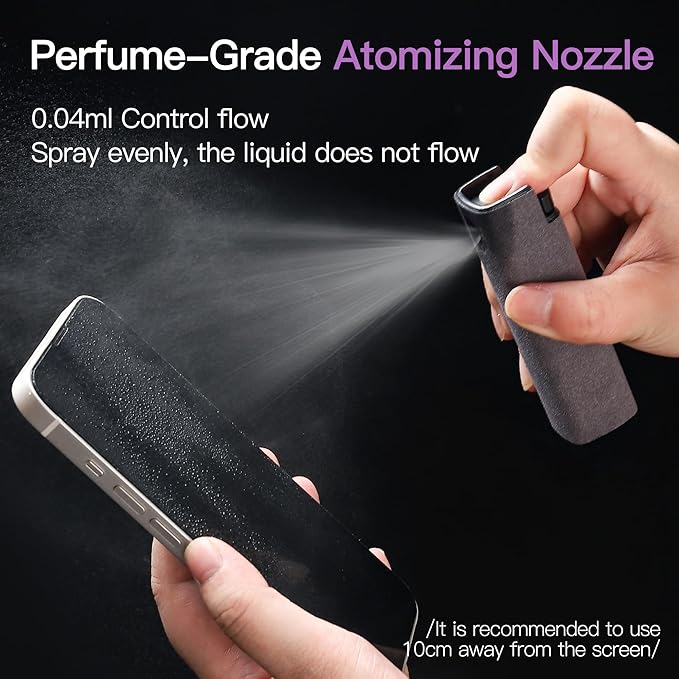 Touchscreen Screen Cleaner Kit 2 Pcs, Phone, Tablet and Car Screen Cleaner, Two in One Spray and Microfiber Cloth(2 Pack Grey)