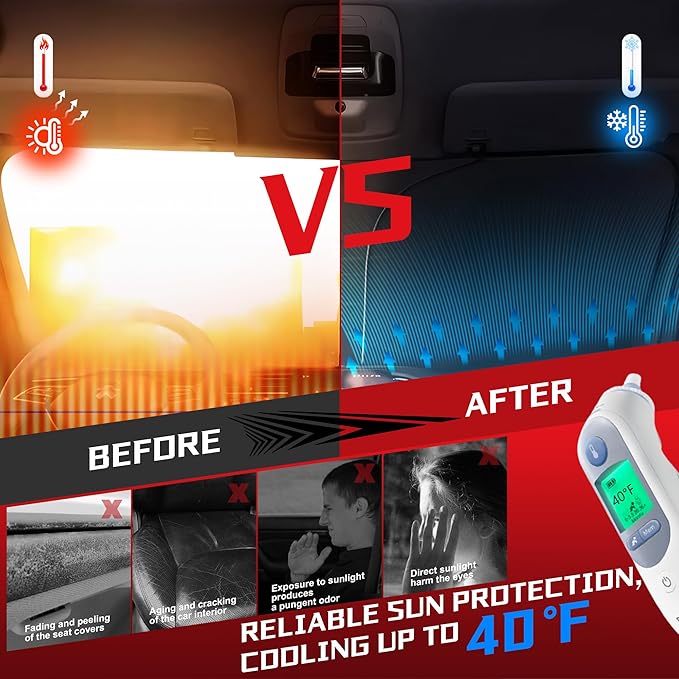 Windshield Sun Shade for 2018-2023 Sub-aru Crosstrek Foldable Sun Sunshade for Car Front Window Blocks UV Rays and Heat Automotive Interior Protector Custom Fit Accessories