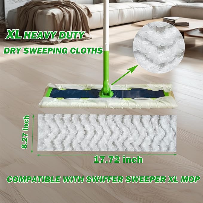 XL Heavy Duty Dry Sweeping Cloth for Swiffer Sweeper XL Mop, XL Disposable Dry Cloth Refills, Pet Hair Dust XL Dry Pad Refills, Extra Large Dry Floor Cloths for Floor Mopping and Cleaning, 30 Count