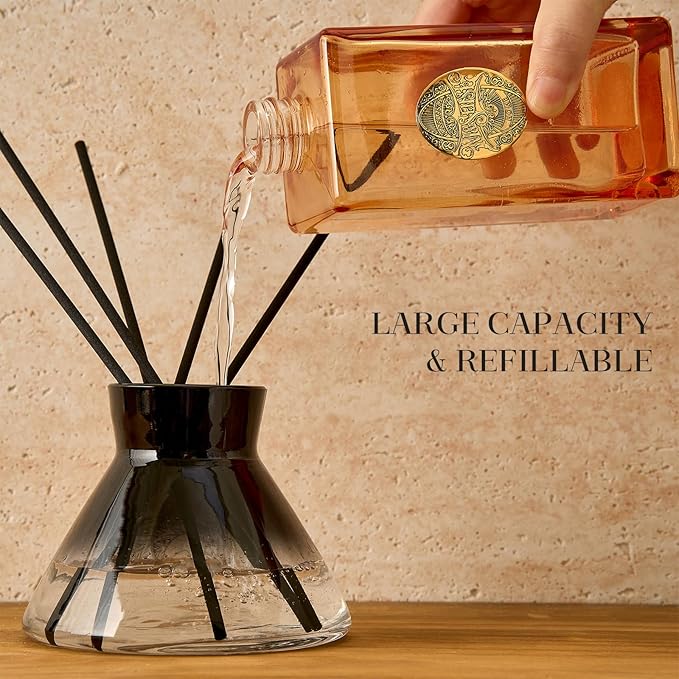 M&SENSE 6.3 oz Large Reed Diffuser Set | Evergreen Pine Scent Oil Diffuser with Sticks | Hotel Collection Non-Toxic Essential Oil |for Bedroom Bathroom Living Room