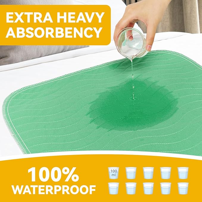 Washable Underpads Waterproof, 6 Pack 36" x36'' Heavy Absorbency Incontinence Bed Pads, Bed Wetting Pads for Adults, Elderly, Kids and Pets, Soft Reusable Changing Pads for Bed