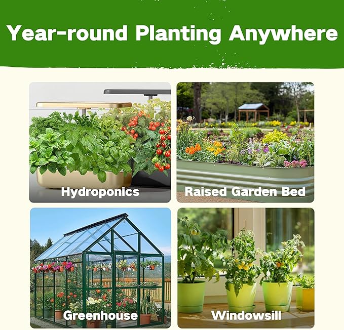 Lush&Dew Year-Round USDA Zone 7 Seed Bank, Gift for Mom Dad, 32 Varieties Non-GMO Heirloom Seeds of Vegetables, Flowers, Gardening Gifts for Women Men, Survival Kit for Raised Garden Bed, Greenhouse