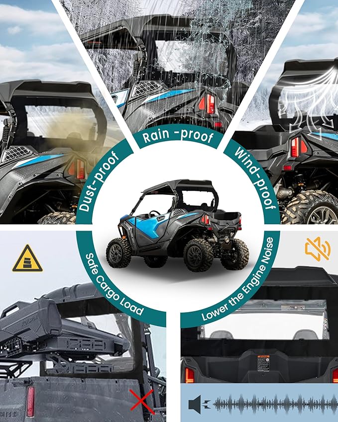 QYMOTO UTV Rear Windshield Compatible with 2023+ CFMOTO ZForce 950 Sport,ZForce 950 Trail,ZForce 800 Trail G2,Water-Resistant Soft Rear Window