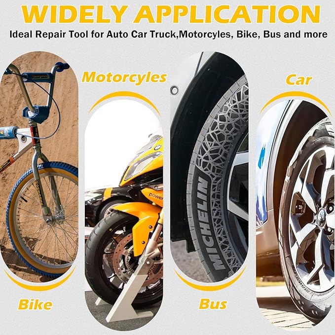 Air Tire Repair Kits, Wheel Polish Patch Tools, Includes 2500RPM Low Speed Air Tire Buffer, Tire Inner Liner Scrapper, Patch Roller, Tungsten Steel Buffing Wheel, and Precision Accessories