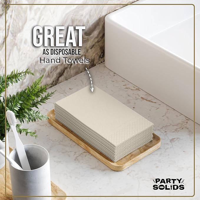 Ivory Dinner Napkins Disposable 8" x 4" Folded - 40 Pcs 2 Ply Ivory Napkins Disposable Paper Guest Towels for Bathrooms, Dinners, Everyday Parties & Party Supplies