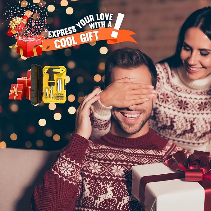 HANPURE Stocking Stuffers for Men & Women - Cool Stuff Magnetic Ratchet Screwdriver Set with Power Drill Adapter - Super Universal Socket Grip Gadgets for Him & Her