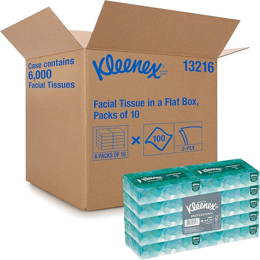 Kleenex Professional Facial Tissue, Bulk (13216), Flat Boxed Format, Designed for Business (100 Tissues/Box, 60 Boxes, 6,000 Sheets/Case)