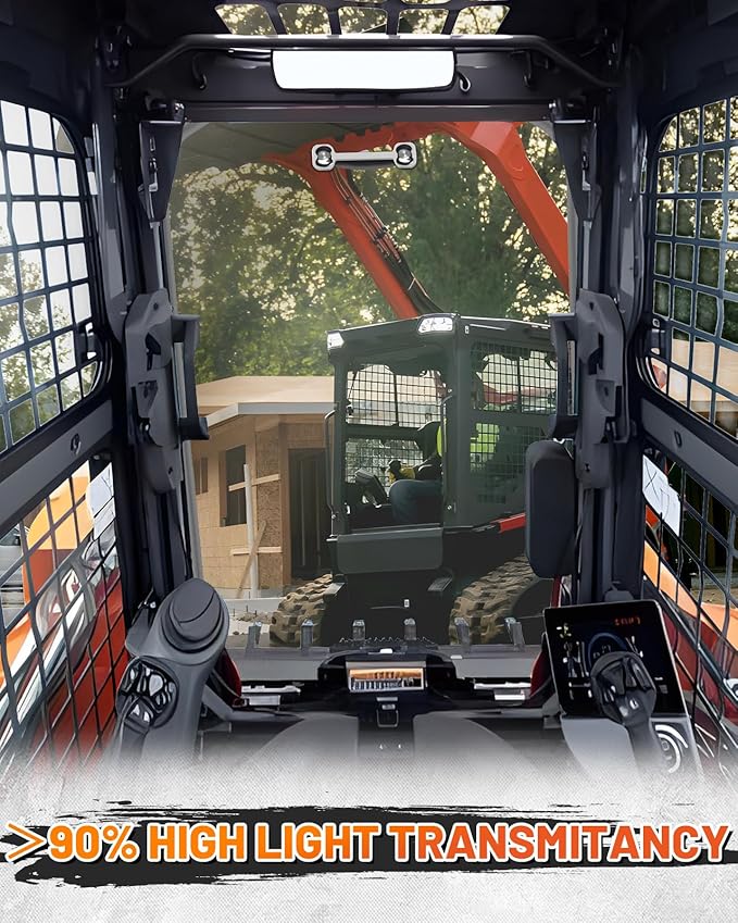 MDPROMCP Track Loader Door Glass Windshield Compatible with Kubota Skidsteer SVL65 SVL75 SVL90 SVL95 SVL97,Skidsteer Windshield Replacement for V0621-34520-12PC (Scratch Proof PC Material Heavy Duty)
