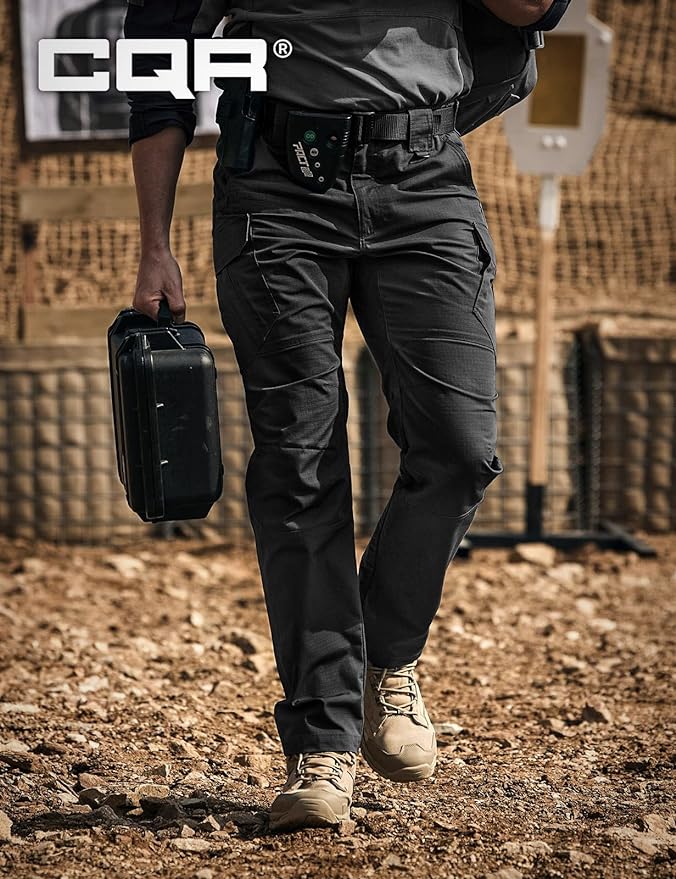 CQR Men's Tactical Pants, Water Resistant Ripstop Cargo Pants, Lightweight EDC Work Hiking Pants, Outdoor Apparel