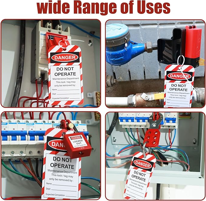 50 Lockout Tagout Tags with 50 Zip Ties OSHA Compliant Loto Tag, Out of Service & Do Not Operate Lock Out Tag Out Labels for Equipment Repair/Machine Safety