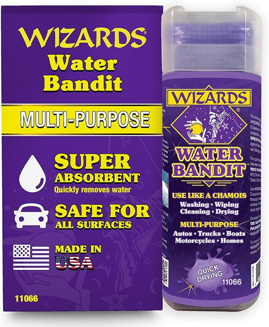 Wizards Water Bandit - Multi Purpose Synthetic Drying Chamois for Autos, Trucks, Boats, Motorcycles, and Homes - Machine Washable Car Drying Towel - King Sized Chamois Cloth For Car - 27 x17 Inches