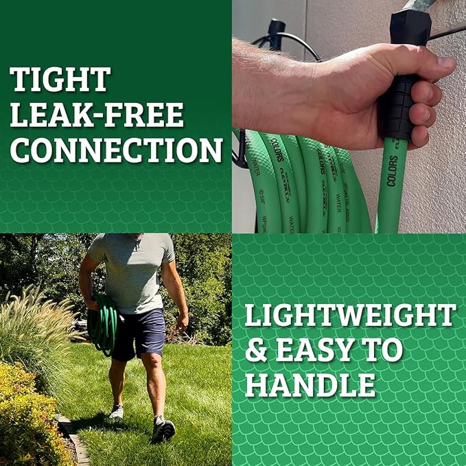 Flexzilla Colors SwivelGrip Garden Hose 5/8 in. x 75 ft., Lightweight All-Weather Water Hose, Durable and Flexible, Leak-Free Connections, Forest Green