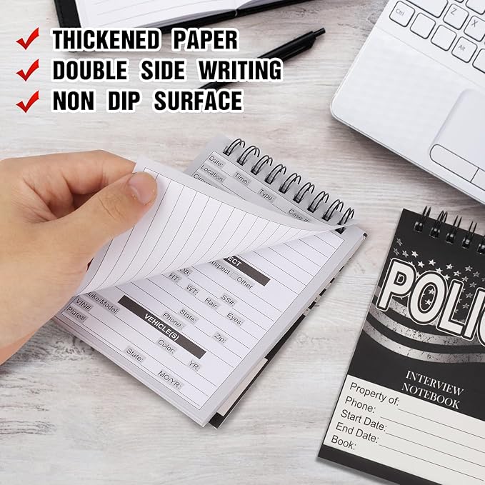 12 Pcs Public Safety Police Field Interview Notebook Report Notepad for Law Enforcement Officer Gifts Ticket Book Notebook Cop Interview Equipment Accessories, 70 Sheets/ 140 Pages(3.5x5 Inch)