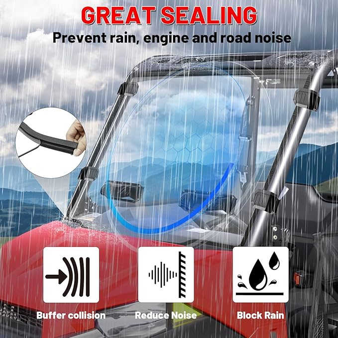 StarknightMT Ranger Midsize 570 500 Windshield Vented - Scratch-Resistant Front Windshield Compatible With 2015-2025 Polaris Ranger Mid size 500 570 ETX EV