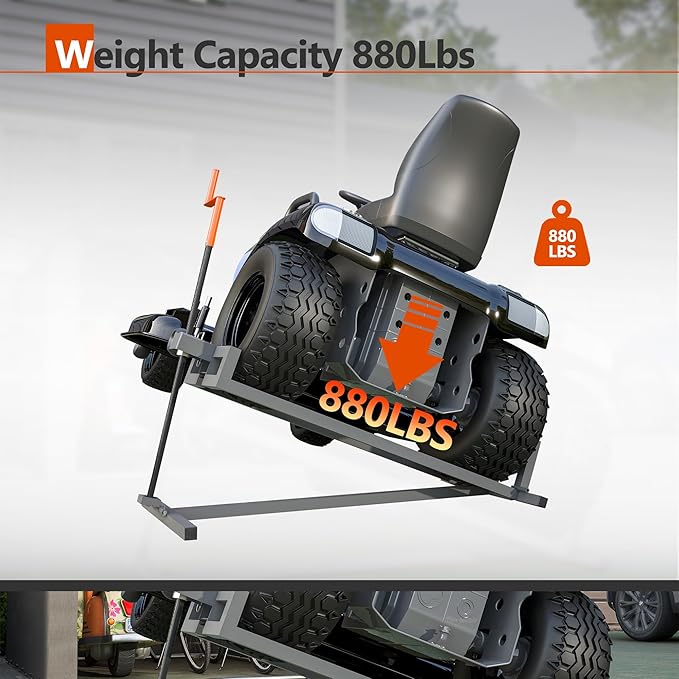 Lawn Mower Lift Jack Heavy Duty Ride on Lawn Mowers & Garden Tractors,Quick 3-Minute Installation Foldable Riding Lawn Tractor Lift with Manual and Power Tool Handles(Grey)