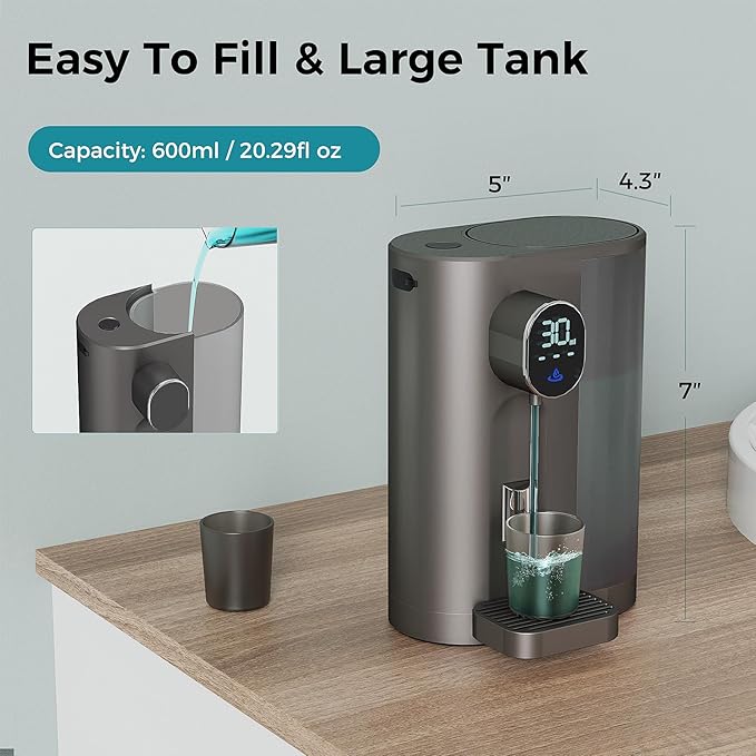 Oylik Automatic Mouthwash Dispenser,20.3 Fl Oz Mouth Wash Dispenser for Bathroom with 2 Magnetic Cups,4 Levels and LED Screen for Kids Adults