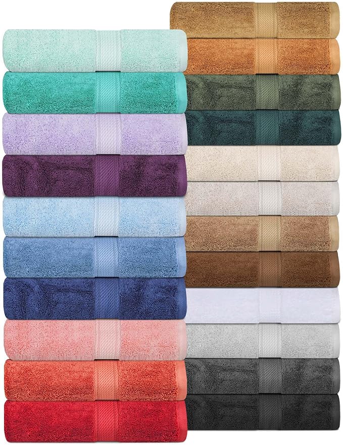 Superior Egyptian Cotton Pile 10 Piece Towel Set, Includes 2 Bath, 4 Hand, 4 Face Towels/Washcloths, Ultra Soft Luxury Towels, Thick Plush Essentials, Guest Bath, Spa, Hotel Bathroom, Black