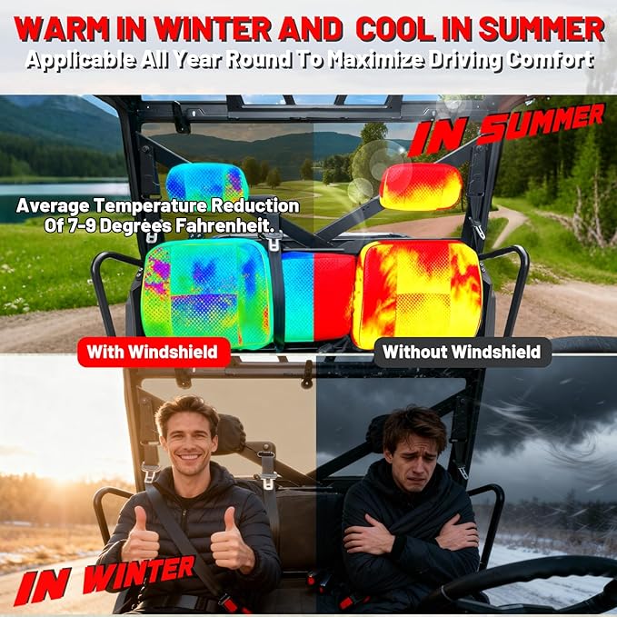 StarknightMT Ranger 1000 Rear Window, Tinted Back Window Rear Windshield Compatible with Polaris Ranger 1000/ XP 1000/ Crew 2017-2025 Ranger XP 900/ Crew 2013-2019 Heavy Duty