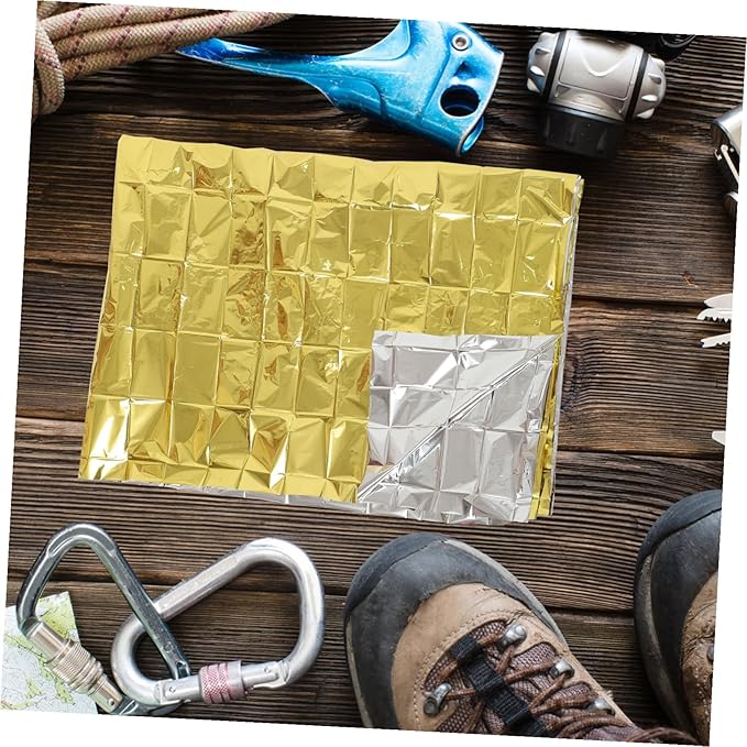 10pcs Outdoor Emergency Thermal Blankets Windproof Sun Protection Insulation for Camping Marathon Rescue First Aid