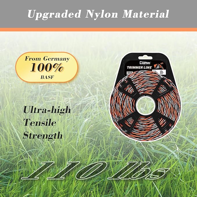 Cluparis 305-Feet Super Heavy Duty Trimmer Line .105-Inch-by-1-Pound Twist Pro Trimmer Line Bulk 3-Component Tri-Extrusion Weed Eater String with Super Line Cutter