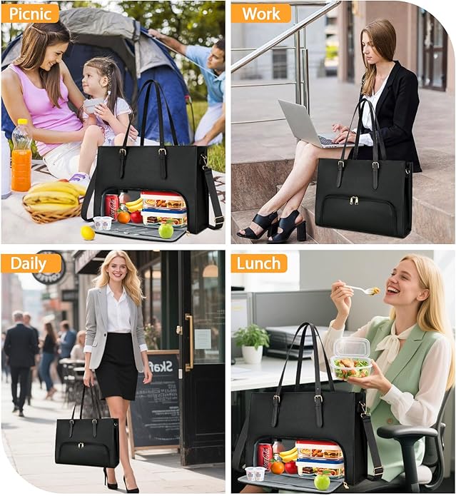 KKXIU Lunch Tote Bag for Women 15.6 Inch Laptop Briefcase Professional Work Purse with Insulated Lunch Compartment Handbags