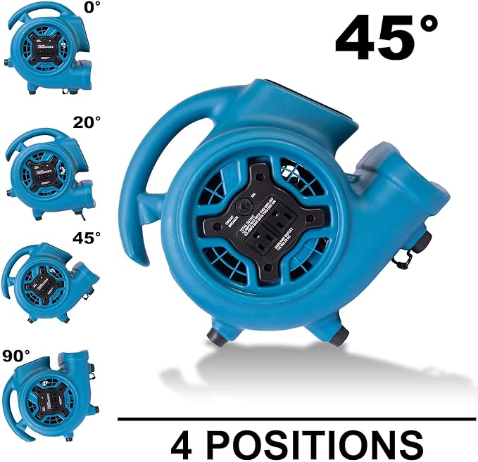 XD-125 Commercial Water Flood Damage Restoration Package for Home Garage Basements Restrooms Restaurants Crawl Spaces-Includes 4 Mini Air Movers,Dehumidifier,Mini HEPA Air Scrubber-Blue