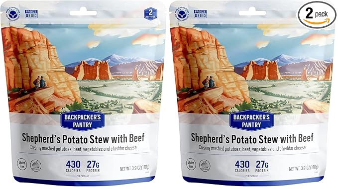 Backpacker's Pantry Shepherd's Potato Stew with Beef - Freeze Dried Backpacking & Camping Food - Emergency Food - 27 Grams of Protein, Gluten-Free - 1 Count (Pack of 2)