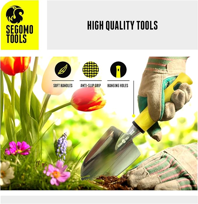 Segomo Tools 12 Piece Garden Tool Set (Including Garden Tools Along with Gloves, Kneeling Pad, Spray Bottle, Apron and Tote Bag) | Gardening Kit | Planting Kit | Home Gardening Tools - GTS12