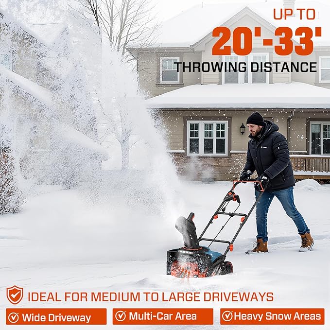 SENIX Electric Snow Blower,18 Inch Snow Thrower, Corded Snow Blower with 8-Inch Clearing Depth, 600lbs/min, 33ft Max Throw Distance, 15Amp 1700 Watt Motor, 4 LED Lights (STE14-M)