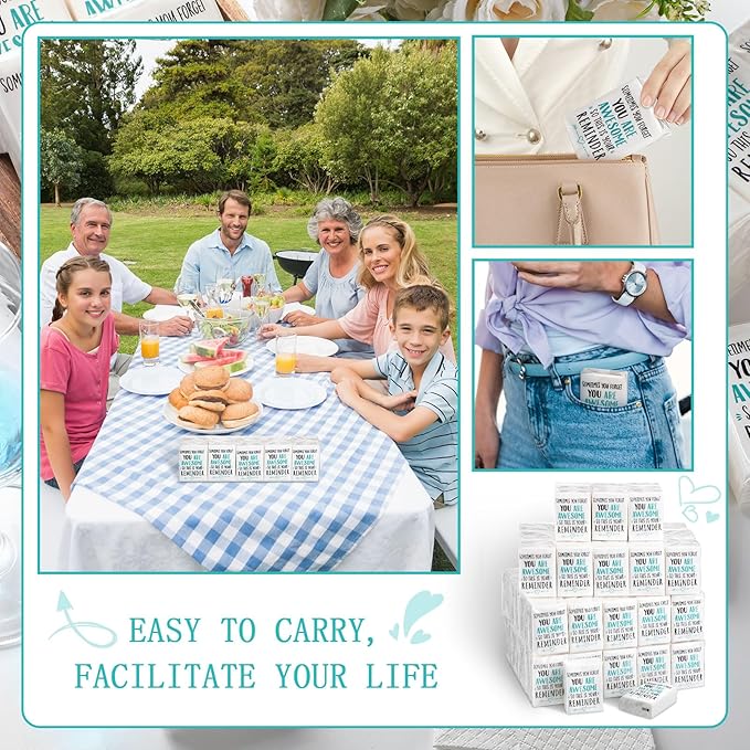 Fuutreo Motivational Facial Tissue Packs 3 Ply Inspirational Pocket Travel Packs Appreciation Gifts Soft Tissues Packs Individual Packs Travel Bulk for Wedding(120 Pack)