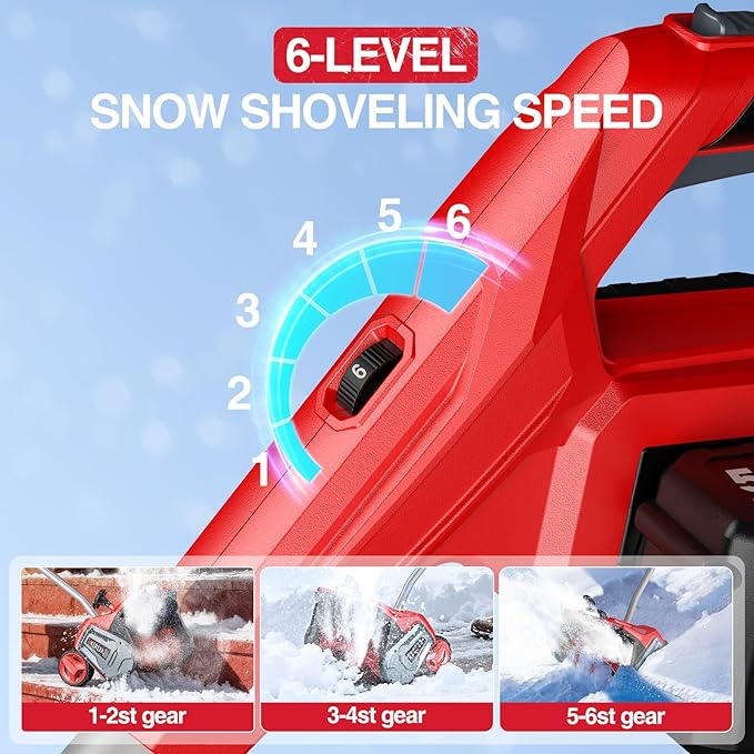 Electric Snow Shovel with Wheels, 40V 16.5 Inch Brushless Cordless Snow Blower with 2 x 5.0 Ah Batteries and Charger, Powerful Snow Thrower with Directional Plate and LED for Driveway, Step, Patio