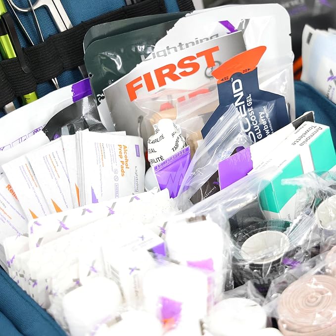 Lightning X Value Compact Medic First Responder EMS/EMT Stocked Trauma Bag w/Basic Fill Kit A - Blue