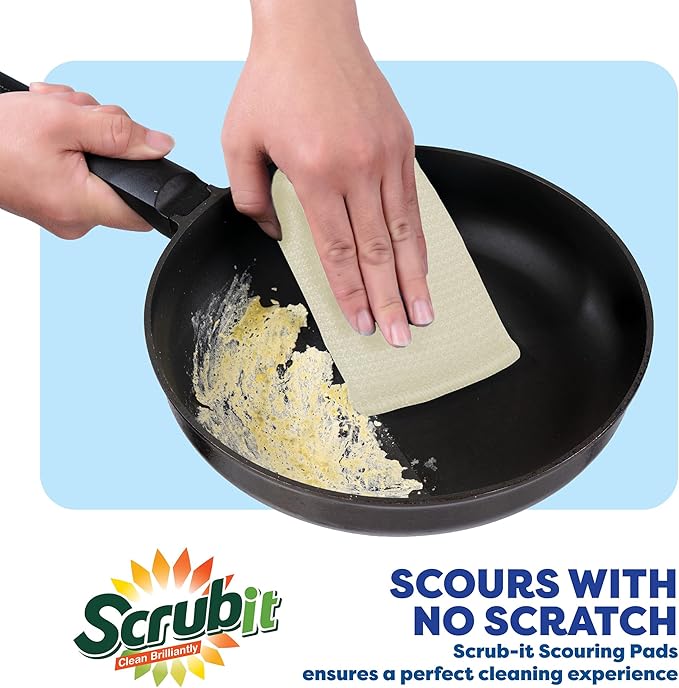 12 Pack Scrub Sponges Kitchen by SCRUBIT, Multi-Purpose Scouring Pads, Non-Scratch Cleaning Sponges for Dishes, Pots & Non-Stick Cookware - Long Lasting Dish Scrubbers for Kitchen, Bathroom & More